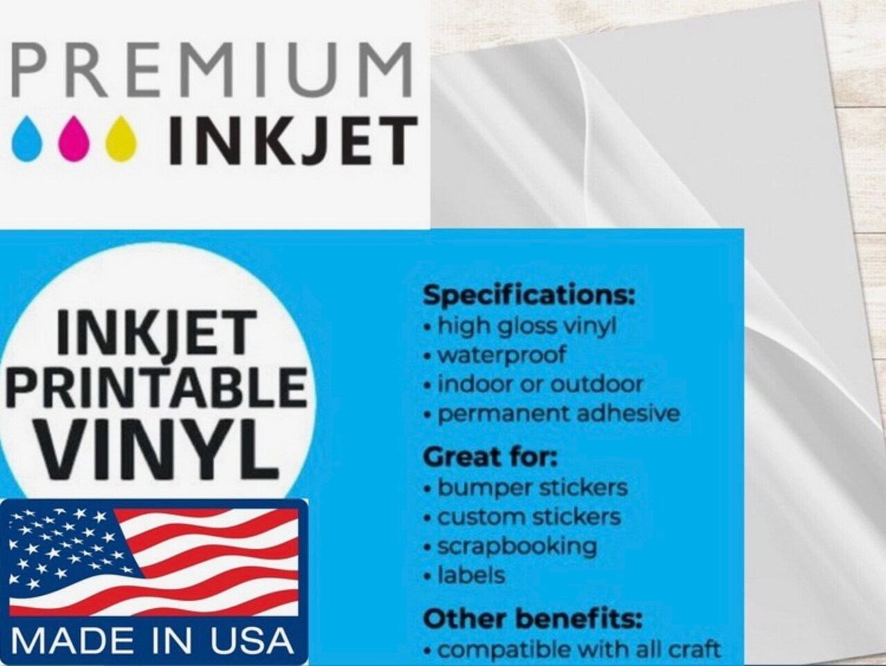 25 Sheets A4 (8.3”x11.7”) Printable Vinyl Clear Sticker Paper Waterproof Label for Ink Jet Printer.